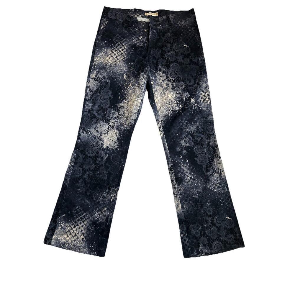 Custom bleach dye flared Uomo Collection Men’s Gold Dark Jeans Made In Italy